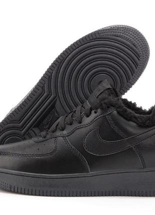Зимние мужские кроссовки nike air force 1 low winter fur black найк форс черного цвета мех5 фото