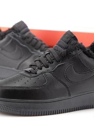 Зимние мужские кроссовки nike air force 1 low winter fur black найк форс черного цвета мех3 фото