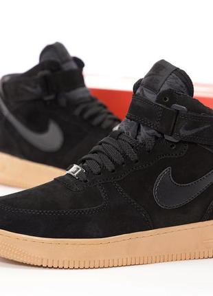 Зимние мужские кроссовки nike free runs cheetah and department girl 1 high winter fur black найк форс черного цвета мех3 фото