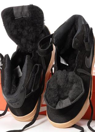 Зимние мужские кроссовки nike free runs cheetah and department girl 1 high winter fur black найк форс черного цвета мех2 фото