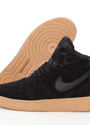 Зимние мужские кроссовки nike free runs cheetah and department girl 1 high winter fur black найк форс черного цвета мех5 фото