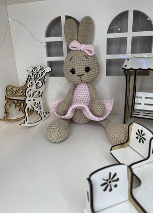 Іграшка на замовлення, вʼязана іграшка, hand made, мʼяка іграшка зайчик , зайченя в сукні, зайка балерина