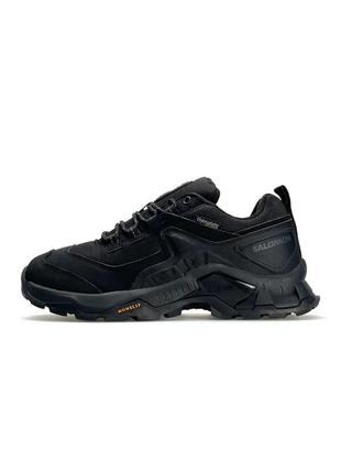 Зимові чорні чоловічі термо-кросівки salomon quest m element gtx gore-tex