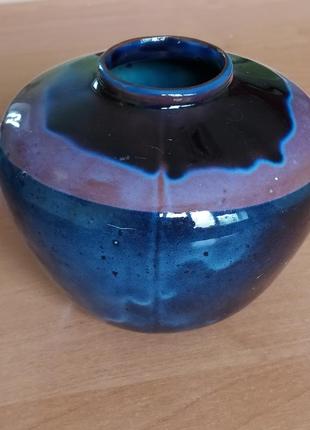 Ваза низкая керамика обливная vintage