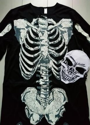 Карнавальний костюм скелет з маскою на хеллоуїн halloween l /xl розмір