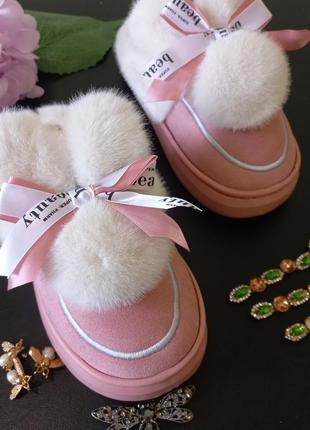 Пухнасті жіночі тапочки,женски тапочки зайки