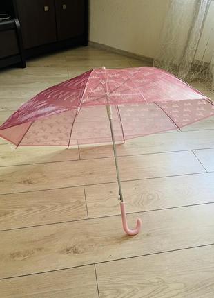 Зонт детский барби прозрачный розовый2 фото