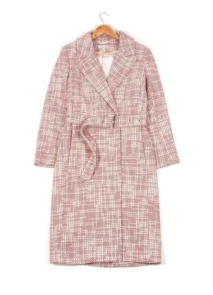 H&m красиве довге рожеве пальто з поясом тренч букле