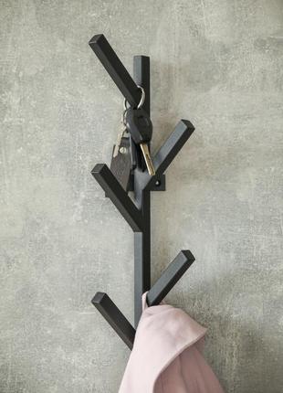 Вертикальна металева вішалка з гачками, інтер'єр передпокою 55х13х8 см