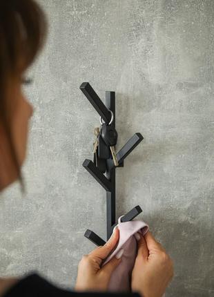 Вертикальна металева вішалка з гачками, інтер'єр передпокою 55х13х8 см