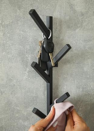 Вертикальна металева вішалка з гачками, інтер'єр передпокою 55х13х8 см