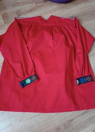 Эксклюзивная мужская красная вышиванка рубашка большой размер