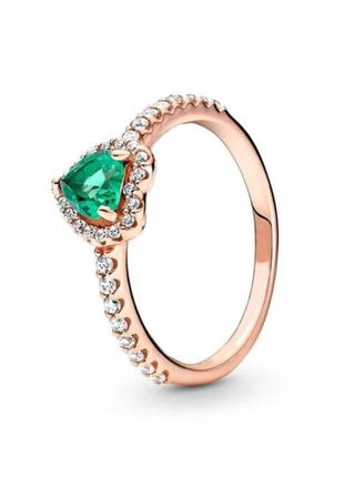 Кольцо зеленое сердце