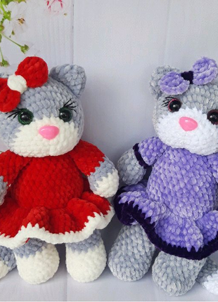 Киця вязана, вязана кицька іграшка вязана мяка кошечка котик