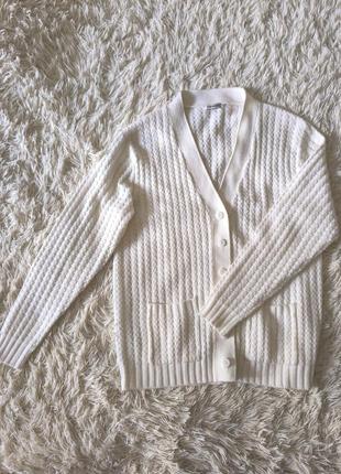 Белый вязаный кардиган,кофта,свитер на пуговицах