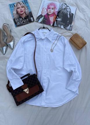 Белая коттоновая рубашка h&m