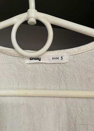 Sinsay платье из льна белое молочное xs-s5 фото