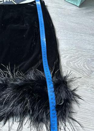 Премиальная бархатная юбка с деталями перьев юбка в стиле гедзби8 фото