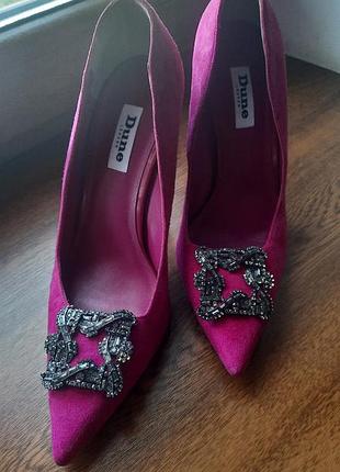 Туфли замшевые розовые dune