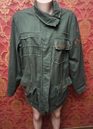 Куртка вітррвка піджак на замку змійці з бавовни в стилі military