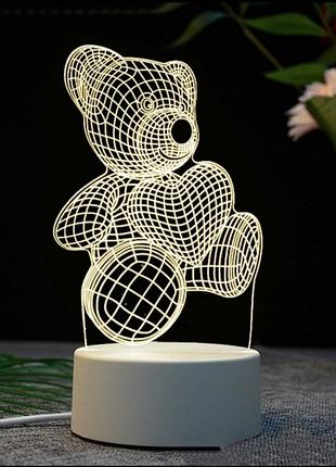 Акриловый 3d ночник-светильник мишка &nbsp;&nbsp;&nbsp;&nbsp; 3д-ночник создаст...