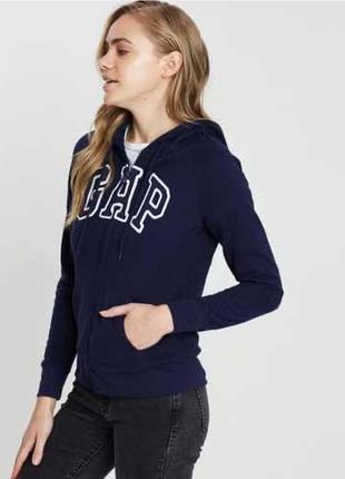 Спортивная кофта худи синего цвета gap размер xs s с капюшоном оригинал коттон