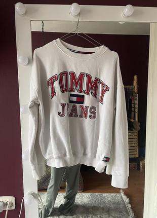 Белый свитшот теплая кофта casual tommy jeans