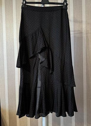 🥰 миди юбка в горошек zara с рюшем