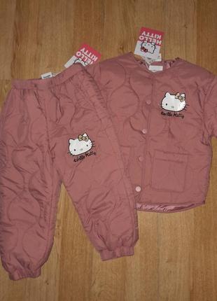 Новый бомбезный стеганый демисезонный костюм hello kitty p.98