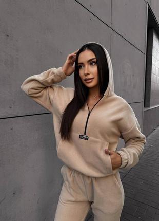 Жіночий флісовий костюм, бежевий флісовий костюм, коричневий флісовий костюм, шоколадний флісовий костюм, флісовий костюм мокко5 фото