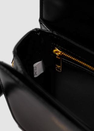 Классическая кожаная женская сумка celine teen triomphe bag black in shiny calfskin...