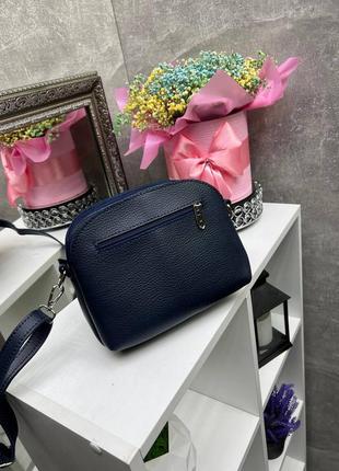 Женская стильная и качественная сумка из натуральной замши и эко кожи синяя3 фото