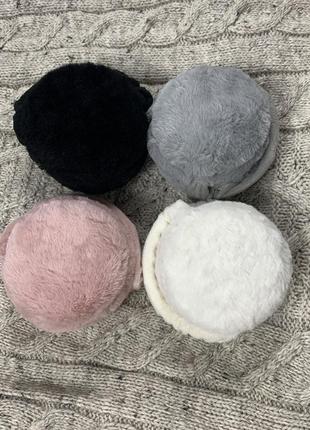 Пухнасті навушники з хутра хутряні навушники теплі навушники2 фото