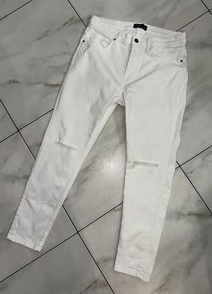 Чоловічі білі рвані джинси zara men 32 m (46-48)