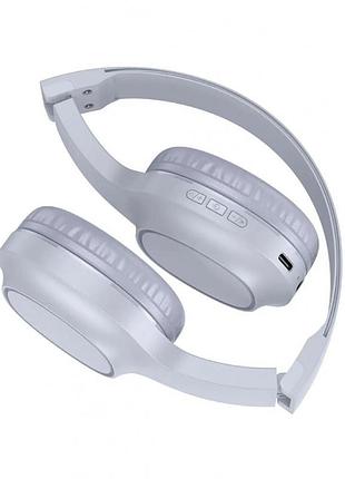 Наушники беспроводные накладные bluetooth hoco w46 light blue gray