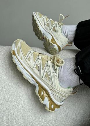 Саломон кроссовки кожа беж salomon xt-6 white gold