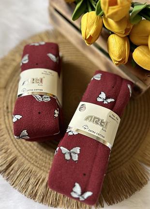 Махровые теплые колготки красные для девочки турецкие