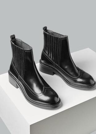 Кожаные ботинки челси на блочном каблуке m&s