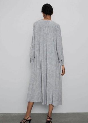 Сукня zara міді довжини меланжевого сірого кольору з кишенями5 фото