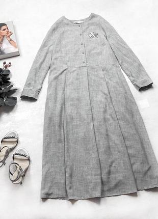 Сукня zara міді довжини меланжевого сірого кольору з кишенями