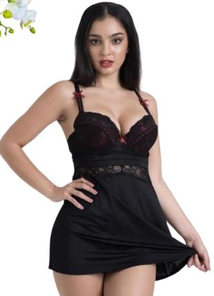 Чорний мереживний набір babydoll twilight rose м розміру lovehoney