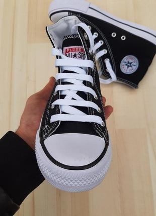 Текстильные кеды кроссовки черного цвета с надписью в стиле converse3 фото