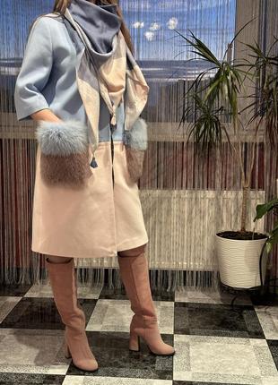 Пальто з карманами з натурального песця