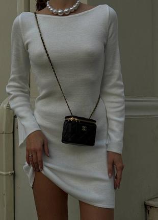 Маленькая квадратная сумочка в стиле chanel mini black черная