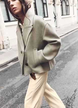Двубортное короткое пальто женское zara new