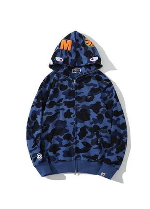 Худі кофта,оліпмійка bape shark camo синій,m-l