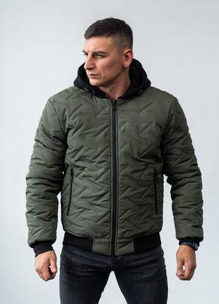 Термо зимній чоловічий бомбер!супер теплий!з відстежним капюшоном!