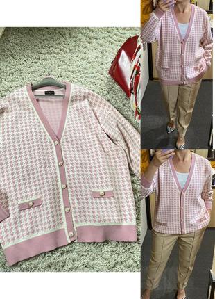 Шикарний стильний кардиган в принт гусяча лапка,anna rose,p.xl-xxl