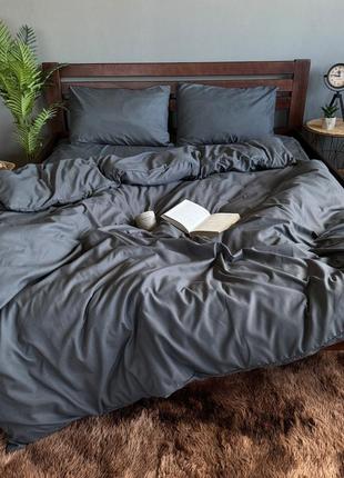 Графитовое белье постельное однотонное полисатин серый комплкт белья для кровати