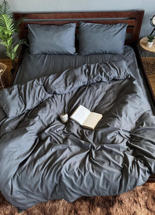 Графитовое белье постельное однотонное полисатин серый комплкт белья для кровати